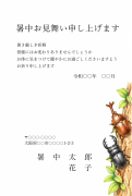カブトムシとクワガタのイラストデザインの暑中見舞い・残暑見舞い